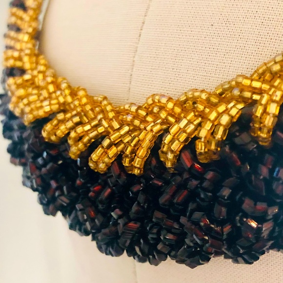 Vintage Demi Parure Garnet Gold Bead Necklace Set - Picture 9 of 14